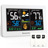 Newentor vista frontal con pantalla a color mostrando temperatura y humedad