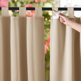 NICETOWN panel frontal Biscotti beige mostrando acabado y privacidad