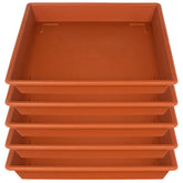 NIMYAU vista frontal del pack de 5 platos cuadrados protegiendo suelos