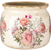 Ninehaoou macetero frontal beige y rosa con patrón floral, añade encanto vintage