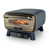Ninja horno frontal azul y dorado mostrando diseño elegante y eficiencia