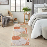Nourison Aloha vista frontal con colores marfil y flores resaltando diseño