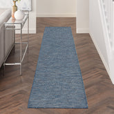 Nourison Positano vista frontal runner, color navy y acabado elegante