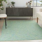 Nourison Positano vista frontal 3x5 con tonos azul y verde que facilita decoración