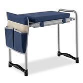 OFFICEJOY vista frontal del asiento plegable mostrando estabilidad y soporte