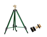 Orbit aspersor latón frontal mostrando durabilidad y cobertura