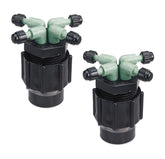 Orbit manifold frontal pack 2 mostrando las cuatro salidas y tapas roscadas para control