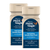 Organic Plant Magic vista frontal del pack de dos shakers, conveniencia inmediata