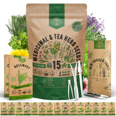 Organo Republic empaque frontal con 15 variedades y más de 6.420 semillas, organización práctica