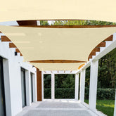 Patio vela sombra vista frontal beige mostrando área sombreada