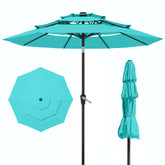 Patio Kingdom vista frontal mostrando sombra amplia y diseño aqua blue