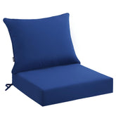 PatioGlow vista frontal del cojín azul mostrando acolchado y acabado duradero