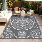 Pauwer alfombra frontal paisley gris decora patio y resiste intemperie