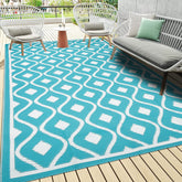 Pauwer vista frontal de la esterilla geométrica teal, mejora estética exterior