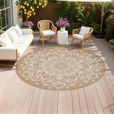 Pauwer vista frontal del tapete empacado mostrando diseño floral y tamaño