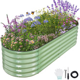 Permade frontal de la jardinera galvanizada mostrando diseño resistente