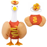 Pextian disfraz hamburguesa frontal mostrando forma y colores llamativos