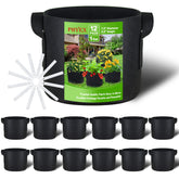 PHYEX vista frontal del paquete de 12 grow bags con beneficio de organización