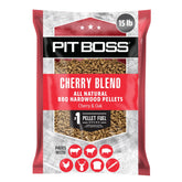 Pit Boss bolsa frontal Cherry Blend 15 lb mostrando diseño y peso