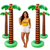 Playbees palmera inflable frontal mostrando diseño tropical y fácil montaje
