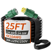 PlugSaf vista frontal del enchufe L14-30 con bloqueo, conexión segura