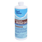 Pool Mate envase frontal mostrando etiqueta y volumen, protege contra manchas