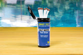 Poolmaster envase frontal mostrando 10 tiras y cierre POP-TOP, control fácil