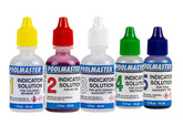 Poolmaster pack frontal de reactivos 1–5 mostrando envases y beneficios de reposición