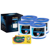 POOLPURE cartucho frontal mostrando forma y dimensiones, facilita reemplazo
