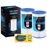POOLPURE vista frontal del empaque con dos cartuchos, reemplazo fiable
