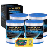 POOLPURE vista frontal del paquete mostrando cartucho compatible y ahorro
