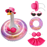 Generic porch goose conjunto frontal mostrando sombrero bikini y flotador, alegre centro decorativo