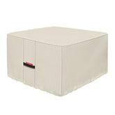 Porch Shield funda frontal beige mostrando ajuste y protección contra lluvia