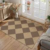 PureCozy vista frontal de alfombra cuadriculada, aporta estilo rústico