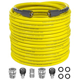 Purilitzs manguera 100FT con empaque mostrando longitud y color amarillo, durable