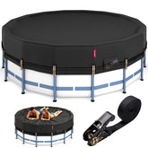 QH.HOME cubierta 18ft vista frontal protegiendo la piscina con ajuste ceñido