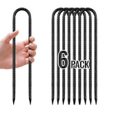 QNLONG estaca U frontal mostrando forma y recubrimiento negro, garantiza fijación segura