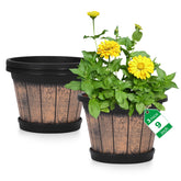 Quarut frontal pack de 3 macetas tipo barril, aspecto rústico y decoración instantánea