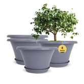 Quarut vista frontal del pack de cuatro macetas, aspecto elegante y práctico