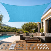 Quictent vista frontal del toldo turquesa mostrando protección solar