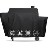 QuliMetal funda frente ajustada protegiendo parrilla Pit Boss contra lluvia