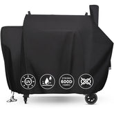 QuliMetal funda frontal cubriendo Pit Boss 1600, protección total contra lluvia