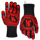 QUWIN guantes BBQ vista frontal mostrando protección y color rojo