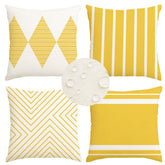 RABUSOFA vista frontal del set amarillo y beige protege y decora