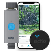 Rachio temporizador de manguera frontal mostrando diseño compacto y control fácil
