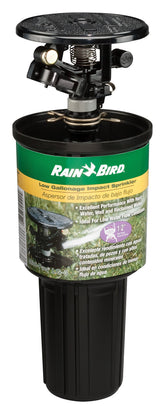 Rain Bird LG-3 vista frontal del aspersor pop-up, durabilidad visible