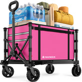 Raynesys vista frontal del carrito plegable con capacidad y beneficio de organización