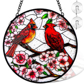 Remiawy cardenal frontal en ventana mostrando colores vivos y luz