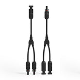 Renogy conector Y frontal mostrando puertos y beneficio de conexión segura