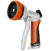 Restmo boquilla frontal naranja mostrando diseño metálico y agarre ergonómico